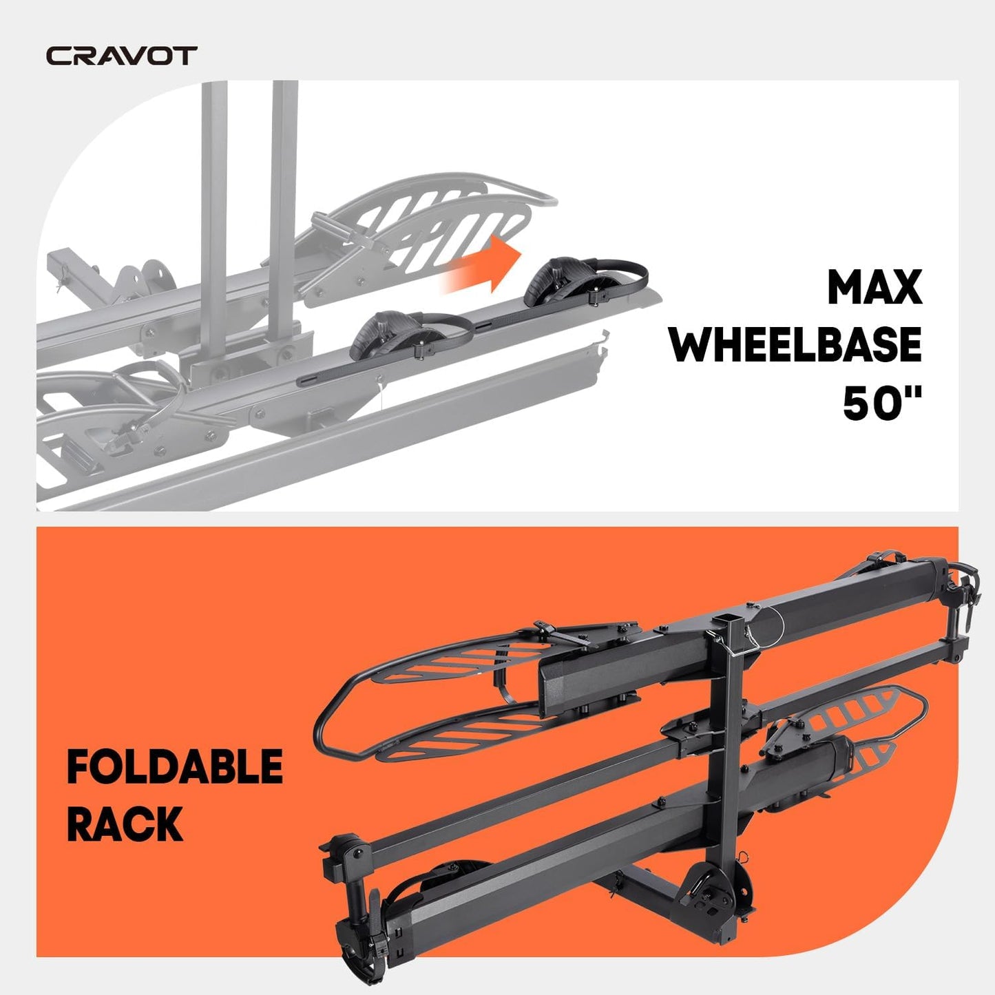 Carvot E-Bike Rack with Ramp, Foldable for (2) E-Bikes Carrier
