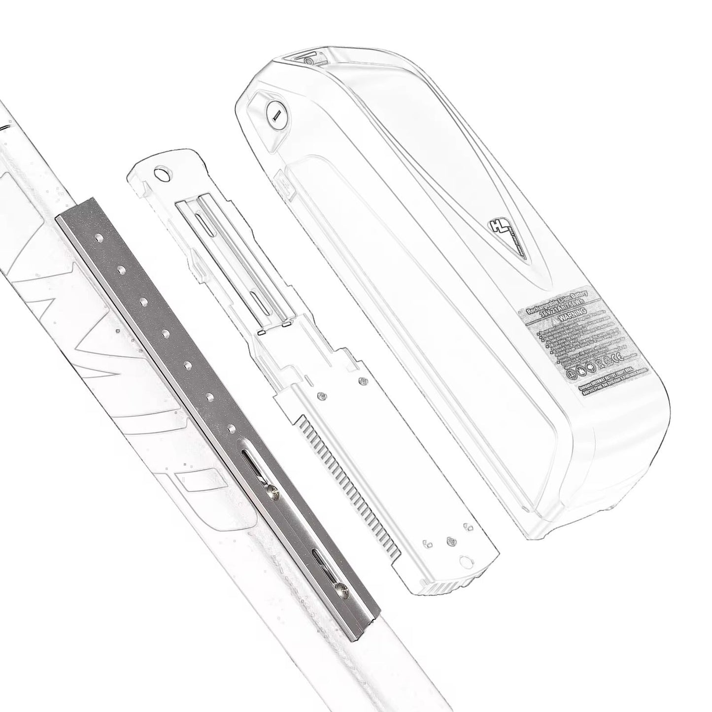 Universal E-Bike Battery Mount Adapter Rail (Slotted, 266mm)
