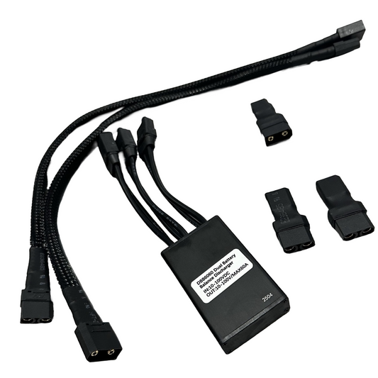60A Dual Battery Discharge Balancer Kit (12AWG, XT90 Connector, XT90-XT60 Adapters M/F)