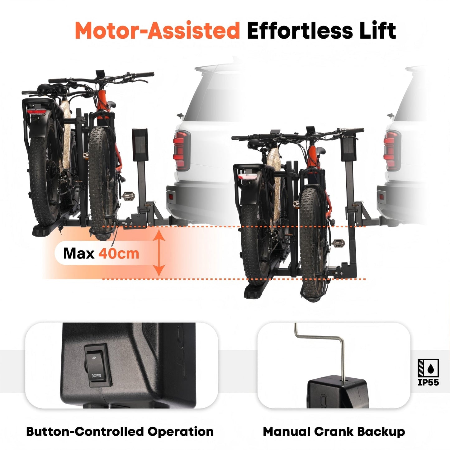 CRAVOT CyberRack E2 Electric Hitch Bike Rack, 2’’ Receiver, 200 LBS Capacity